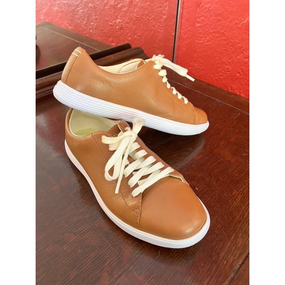 Cole Haan Grand Crosscourt II Leather Sneakers Tan Pecan Women Size 6.5 B Medium